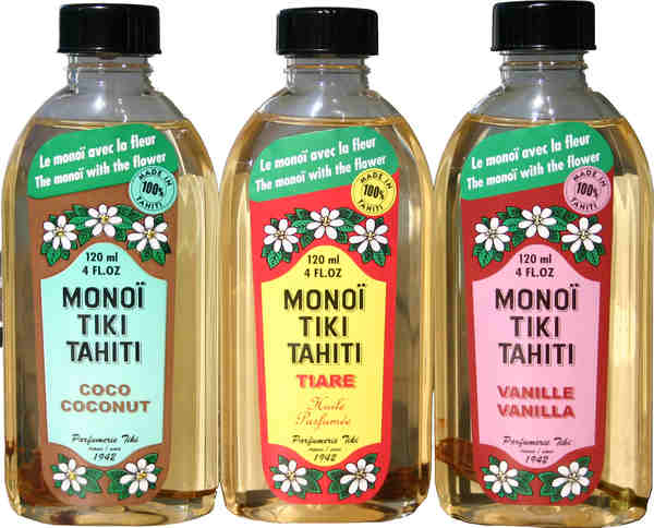 Set of 3 Tahitian Monoi Oil 4oz (120ml) : Tiare Vanilla Coconut