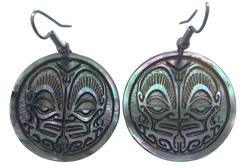 Engraved mother-of-pearl Earrings - Tiki