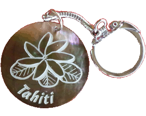 Keychain in mother-of-pearl - Tiare Flower